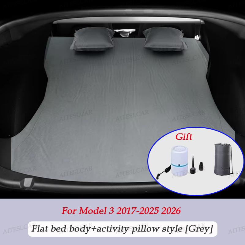 AABLU1 Für Tesla Model 3 Model Y 2017-2025 Aufblasbare Luftmatratze Outdoor Camping Aufblasbar Spezielles Wildleder Stoff Auto Reisebett