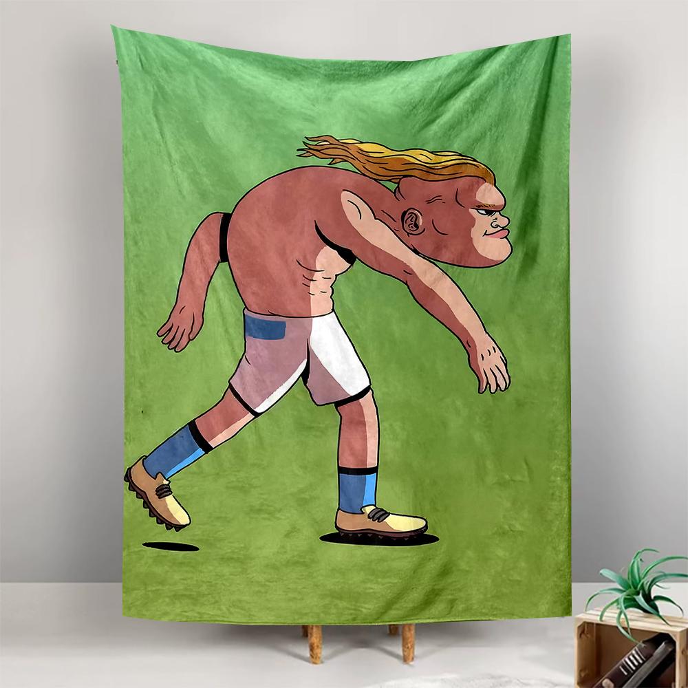 Vertical Tapestry Muscular Blonde Footballer Cartoon Argentina Shorts Wall Hanging Soccer Decor