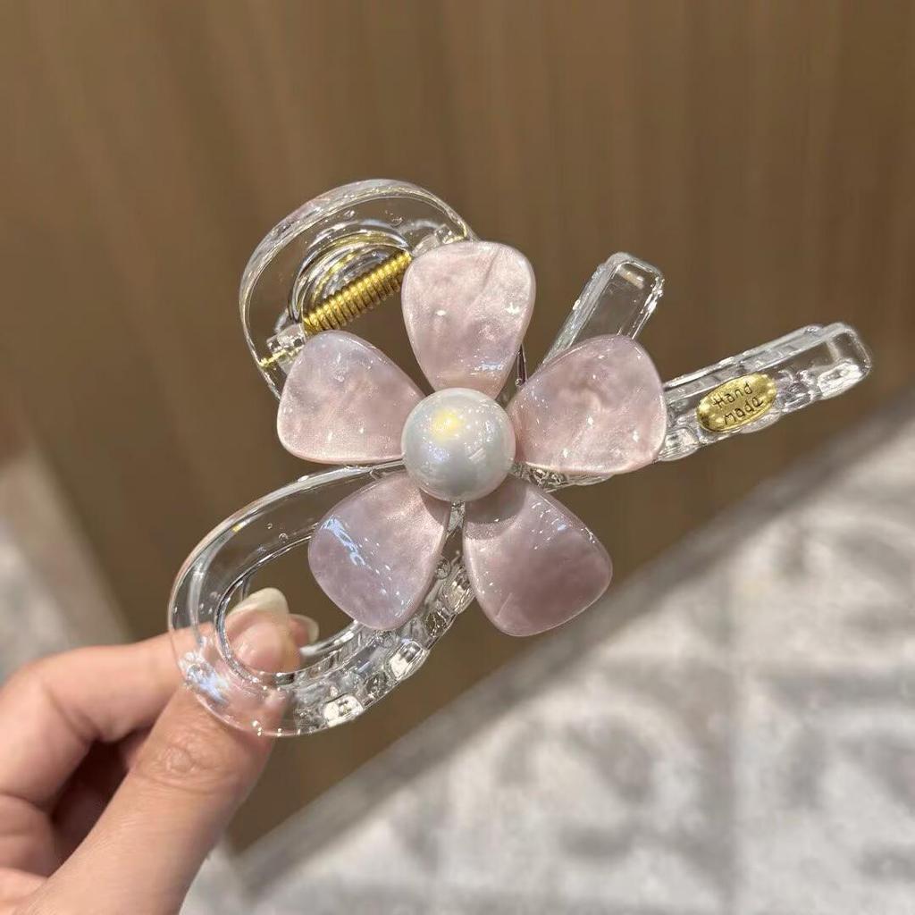 Iridescent Flower Hair Claw Clip for Women - Elegant Korean Style Bun Accessory 2026