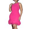 K2767 Slim Fit Casual Feather Hip-Hugging Vest Dress