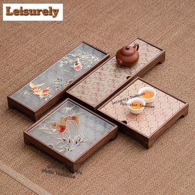 Walnuss Glas Tee Tablett Vintage Japanische Küche Tisch Kaffee Aufbewahrungsbrett Teekannenhalter Geschirr zum Servieren Teeset Zubehör