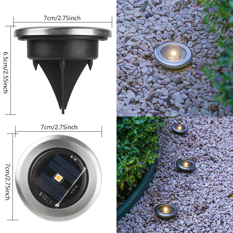 New Model Solar-Powered Stainless Steel Lawn Light – Light-Controlled Waterproof Ground Lamp for Gardens and Courtyards.