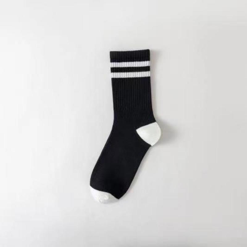 5 Pairs of Trendy Socks, Striped Letter PT Mid-calf Socks, Women's Breathable and Sweat-absorbing Cotton Socks