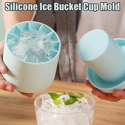 Silicone Ice Bucket Cup Mold Round Ice Bucket Cup Mould Refrigerator Freeze Ice Maker Food Grade Silicone Ice Cube Mold for Party Barware