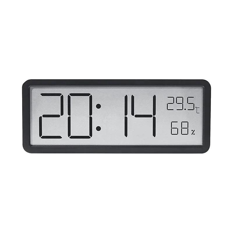 LCD large-screen digital clock living room wall clock temperature and humidity date display living room home decoration clock