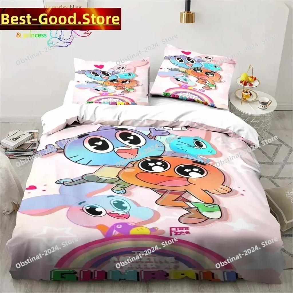 Amazing World Gumball 3D Printed Bedding Set Single Twin Full Queen King Size Bed Set Adult Kid Bedroom Bedding Gift