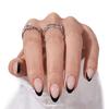 24Pcs Short Almond Press On Nails, Nude with Classic Black French Tips Fake Nails for Minimalist Style