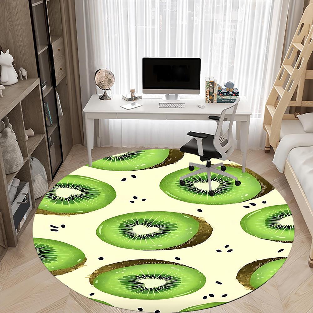 1pcKiwi Pattern Office Round Area Rug, Indoor Mat Suitable ForOffice, Under Office Chairs Bedroom Living Room Home Decor, Room Deco 082