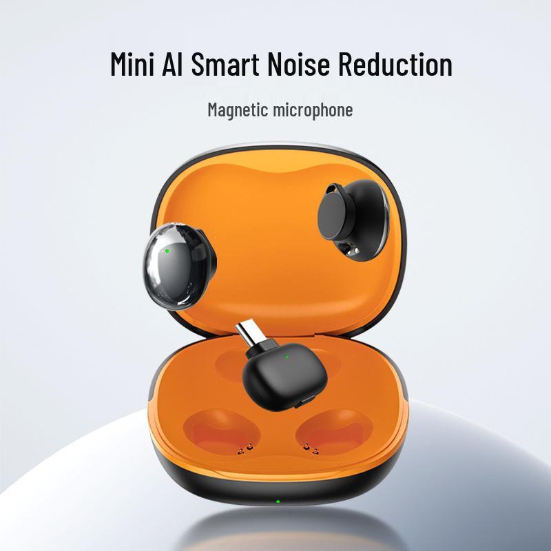 

AI Smart Noise-Cancelling Wireless Lavalier Microphone: Portable Magnetic Mic for Live Streaming & Recording помаранчевий