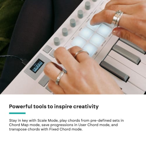 Novation Launchkey Mini 37 White MK4 - Portable 37 Mini-Key, USB, MIDI Keyboard with DAW Integration, Chord & Scale Modes, 16 Drum Pads, Arpeggiator,