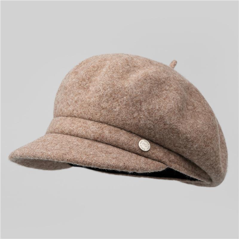 

Универсальный шерстяной берет женская осенне-зимняя темпераментная кепка британская ретро восьмиугольная шляпа M（56-58cm）