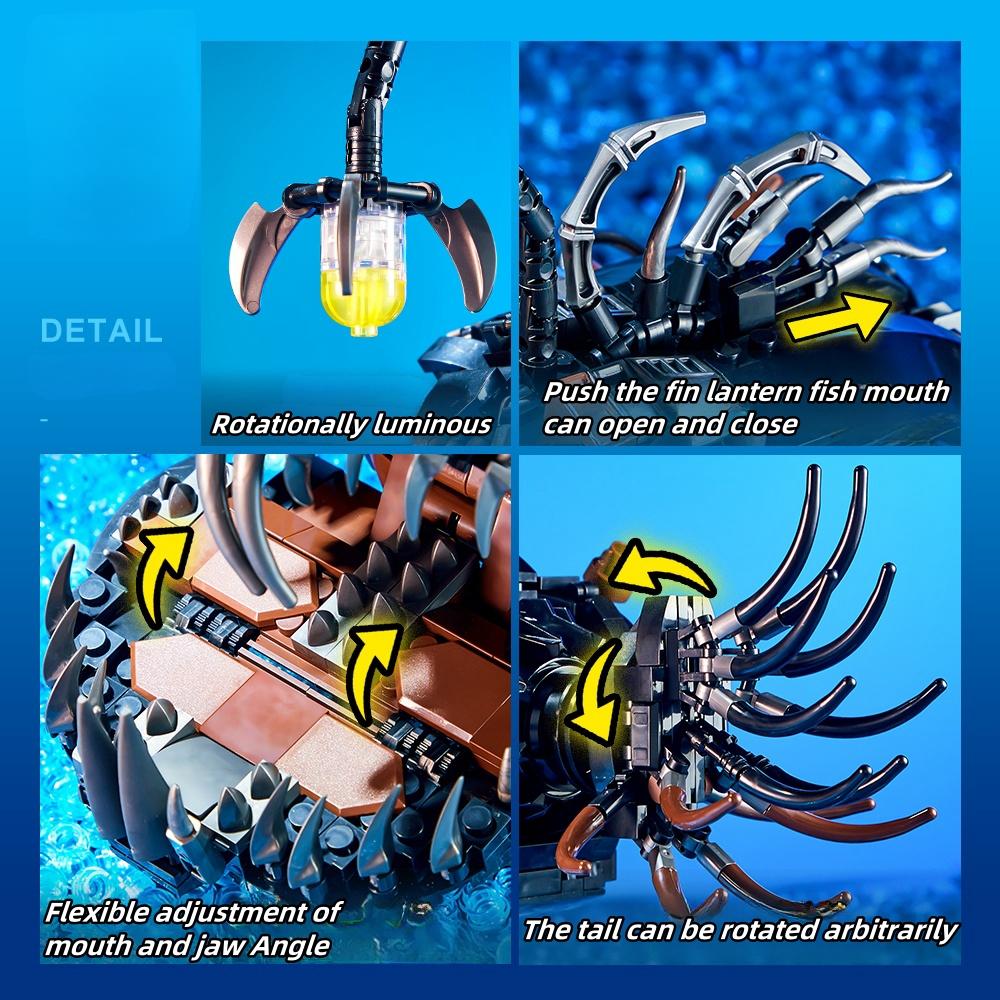 MOC Mechanical Lantern Fish Building Blocks for Children MOC Assembling Model Bricks Toys Birthday Gifts Toy1038Pcs