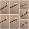 Cat Fishing Hanfu Hairpin Black Sandalwood Wooden Hair Stick Antique   For Girl