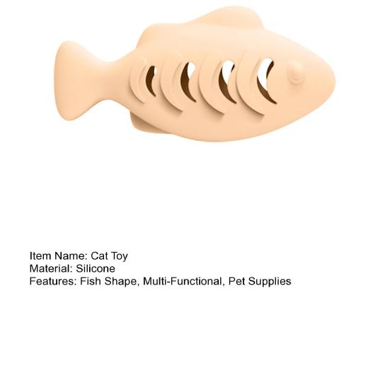 Silicone Fish Cat Toy Interactive Indoor Cats Feeder Toy Multi-Functional Treat Dispenser Kitten Teething Chew Toy Pet Supplies