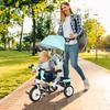 6-in-1 Children's Tricycle, Push Bar, Canopy, Harness, Storage Basket, 1-5 Years, Green