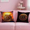 classic virtual currency Bitcoin Cushion Cover Soft  EasyWash Pillow Case  Versatile for Couch Bed Travel and Office