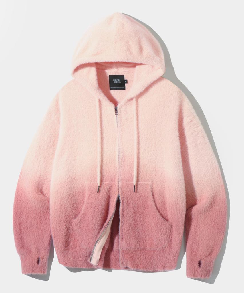 Dimiteulibeullaeg 2Way Essential Gradient Hairy Zip-Up Hoodie_Pink