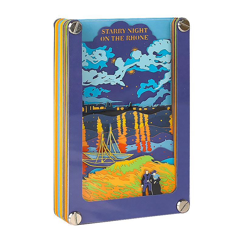 Van Gogh 3D Oil Painting Sticky Notes: Double-Sided Carved Paper Art, Creative Souvenir, Desktop Ornament