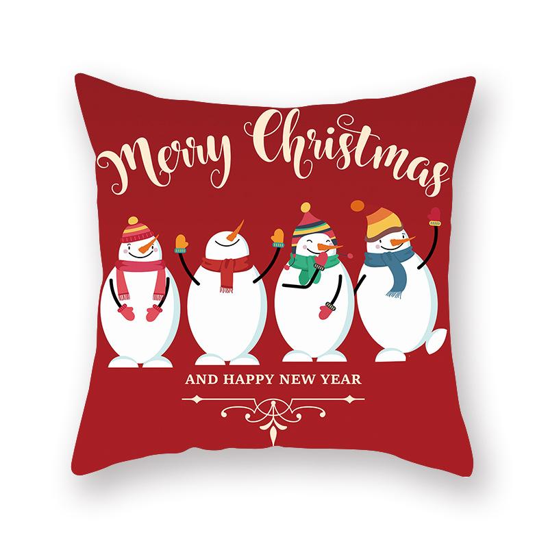 Cartoon Print Christmas Pillow Holiday Decoration Sofa Pillow Case Christmas Cushion