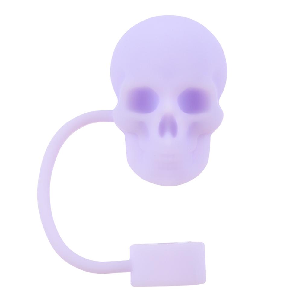 Silicone Skull Shape Straw Caps Dust-Proof Halloween Skull Straw Toppers Funny Tumbler Straw Plugs for Stanley 30&40 Oz Tumbler