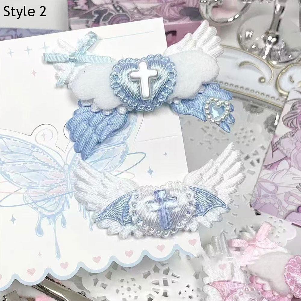 Gothic Heart Angel Wing Clips Y2K Harajuku Cosplay Headwear Bow Hairclip Angel Wings Lolita Jewelry Clothes Bags Fans Decoration