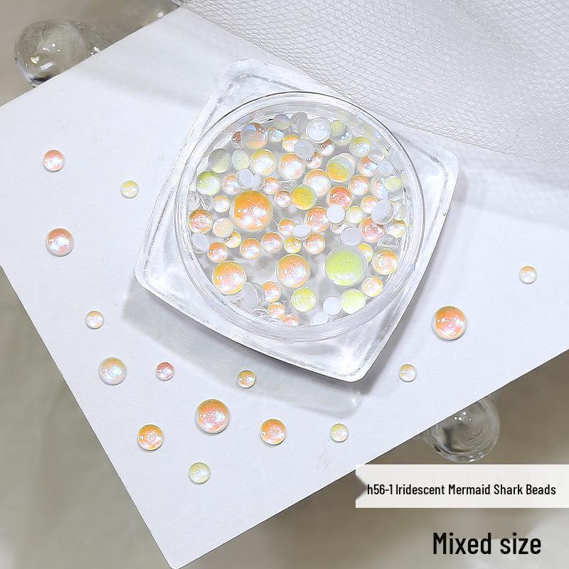 Mermaid Pearl Aurora Nail Rhinestones: Candy Color Crystal Bubble Beads for Nail Art Decor (Flat Bottom)