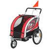 Baby Bike Trailer, Child Bicycle Trailer with 5 Point Harness, Steel Frame, Reflectors, Safety Flag, Hitch Coupler, Red
