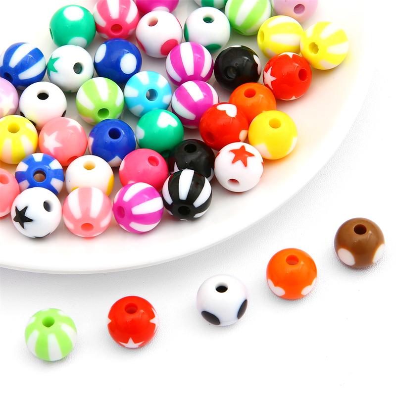 530Pcs Acrylic Beads Colored Balls Loose Spacer Beads For Diy Jewelry Finding Making