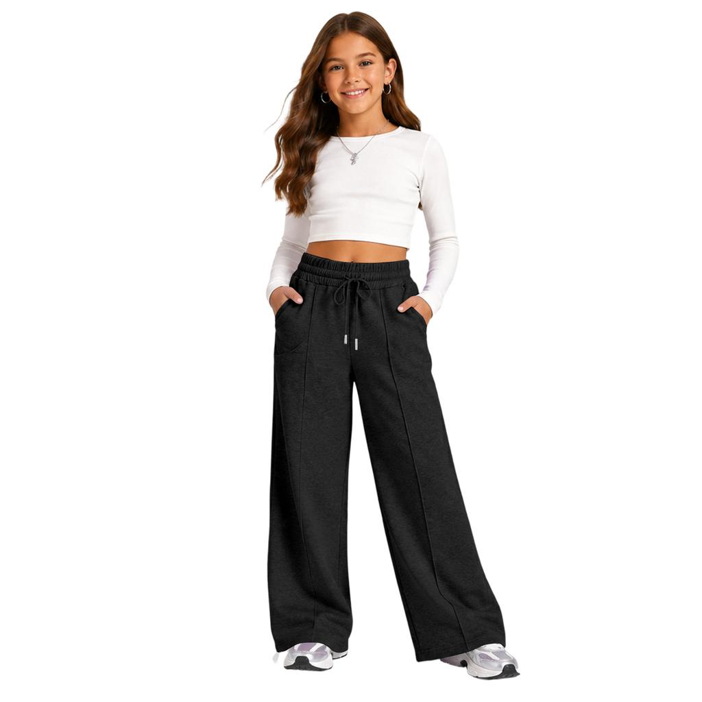 Kids High Waist Wide Leg Yoga Pants Color Athletic Sweatpants for Boys and Girls