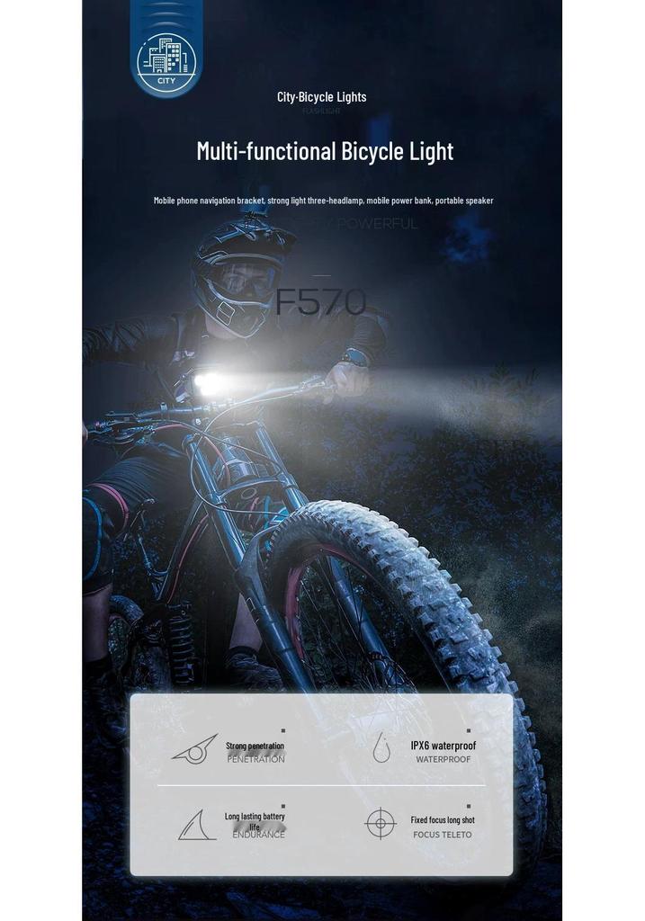 Bicycle Phone Holder & Horn with Super Bright Light for Night Riding