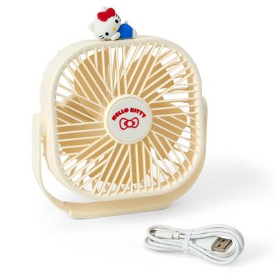 Sanrio Hello Kitty Desktop Fan, Body ABS Resin, Blades Polycarbonate, Character Parts Silicone Rubber, 3-Level Fan Speed Adjustment,