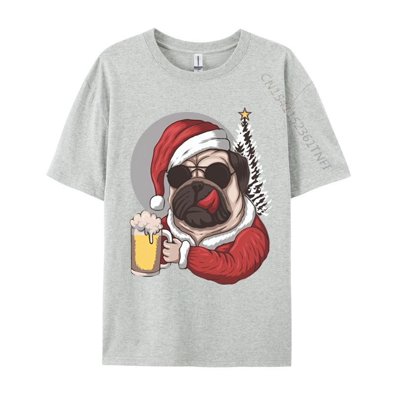 2024 New Mens T Shirt Pug Dog Wearing Santas Costume TShirt Black Tights Fitness For Male Free Shippping Clothes