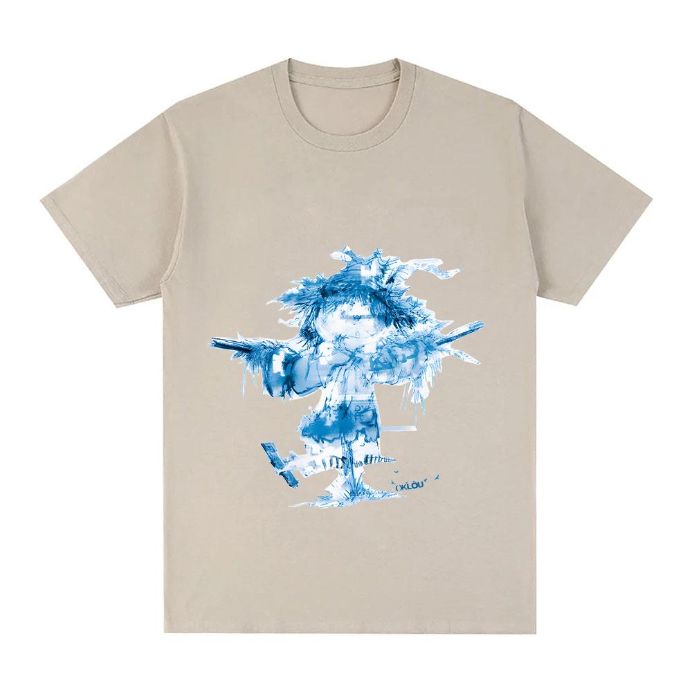 Oklou T-Shirt KÖRPERGRÖSSE Grafikdruck T-Shirts Kawaii Cartoon Druck Freizeitkleidung Damen/Herren 100% Baumwolle Anime T-Shirt Band T-Shirt Lustige Sommer Oberteile