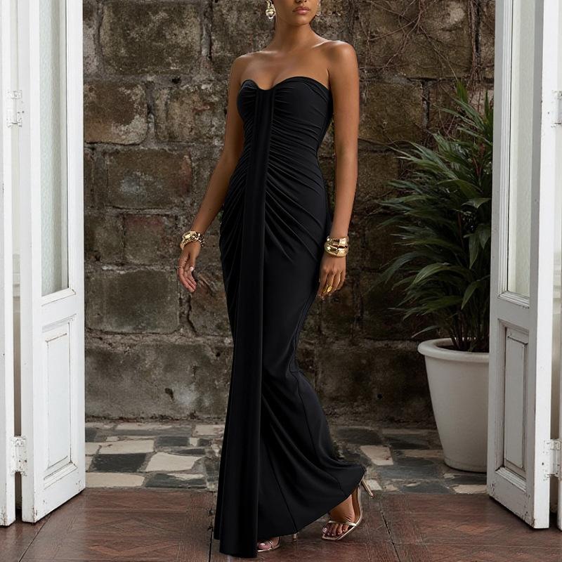 2026 spring new party evening dress, fishtail banquet women s tight dress women S чёрный