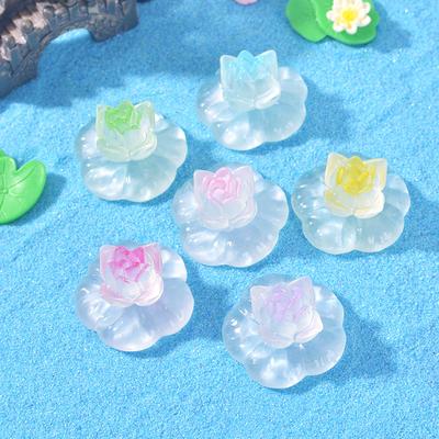 Simulated Luminous Semi-open Lotus Ecological Fish Tank Aquarium Aquarium Decoration Resin Accessory Display Piece