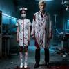 Uniforme da Festa in Maschera di Halloween, Uniforme da Medico Horror Maschile per Coppia, Uniforme da Infermiera Femminile Insanguinata Zombie