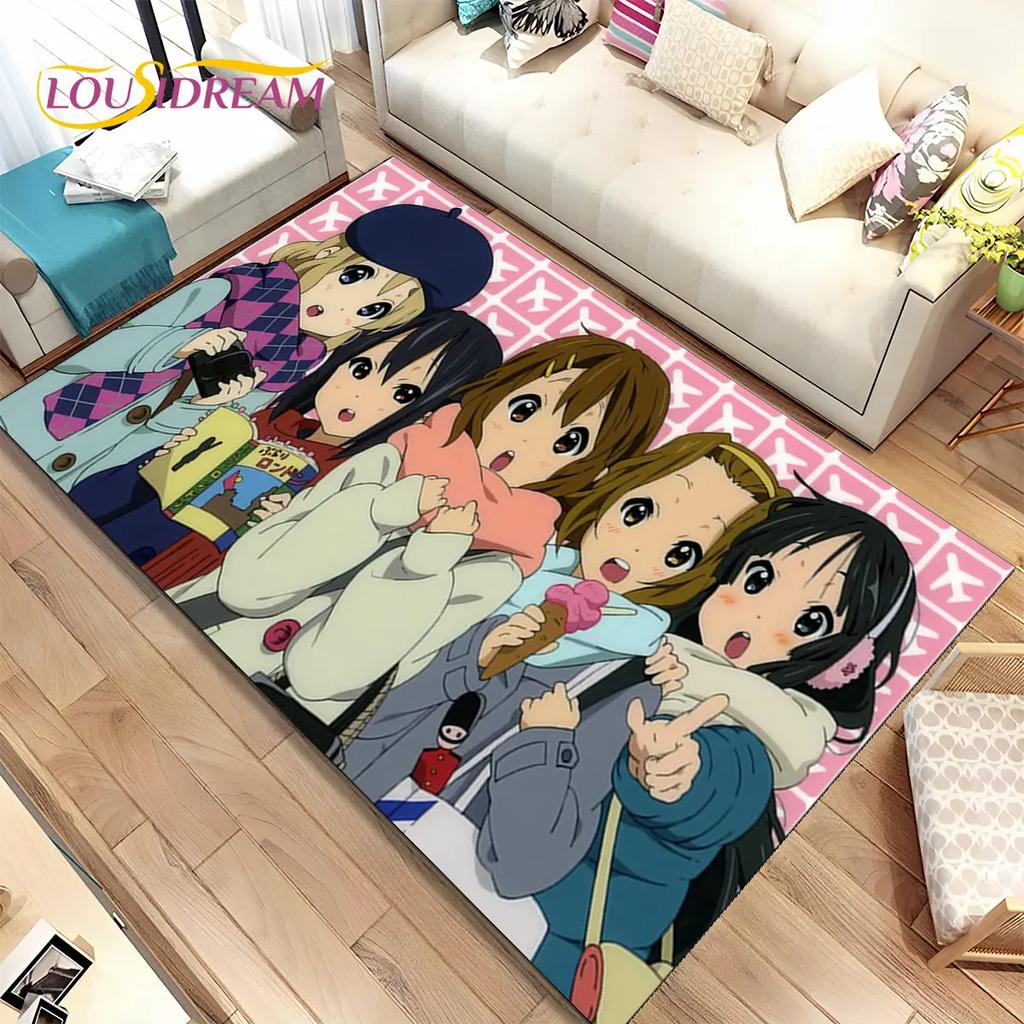 K-ON Cartoon Cute Lolita Kawaii Girls Area Rug,Carpet Rug for Living Room Bedroom Sofa Doormat Decoration, Non-slip Floor Mat 3D