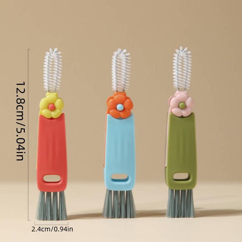 3 Pcs Portable 3 in 1 Multifunctional Cup Lid Cleaning Brush for Bottle Gap Tight Spaces Cup Lid