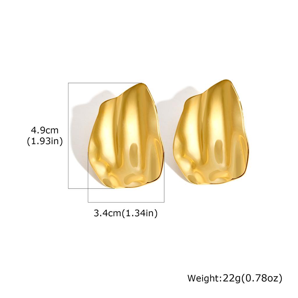 Exaggerated Irregular Big Stud Earrings for Women, Stainless Steel Gold Plated Large Earrings, Geometric Luxury Jewelry Party