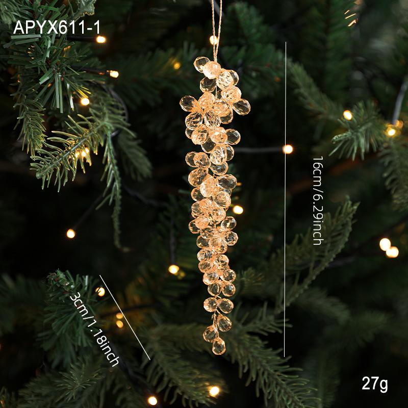 Christmas Tree Pendants Glitter Transparent Acrylic Beads Drop Pendant Petal Beading Ornaments Home Xmas Party DIY Decoration