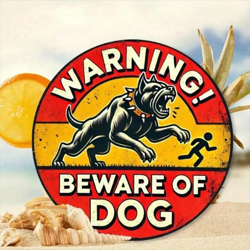 Vintage Beware of Dog Metal Tin Sign Home Wall Decor