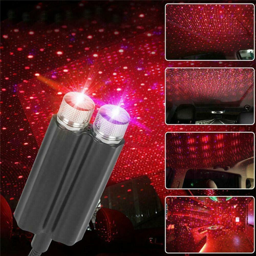 Interior Decoration USB Car Roof Star Night Light Romantic Red and Purple LED Lights Double Light Starry Sky Lights