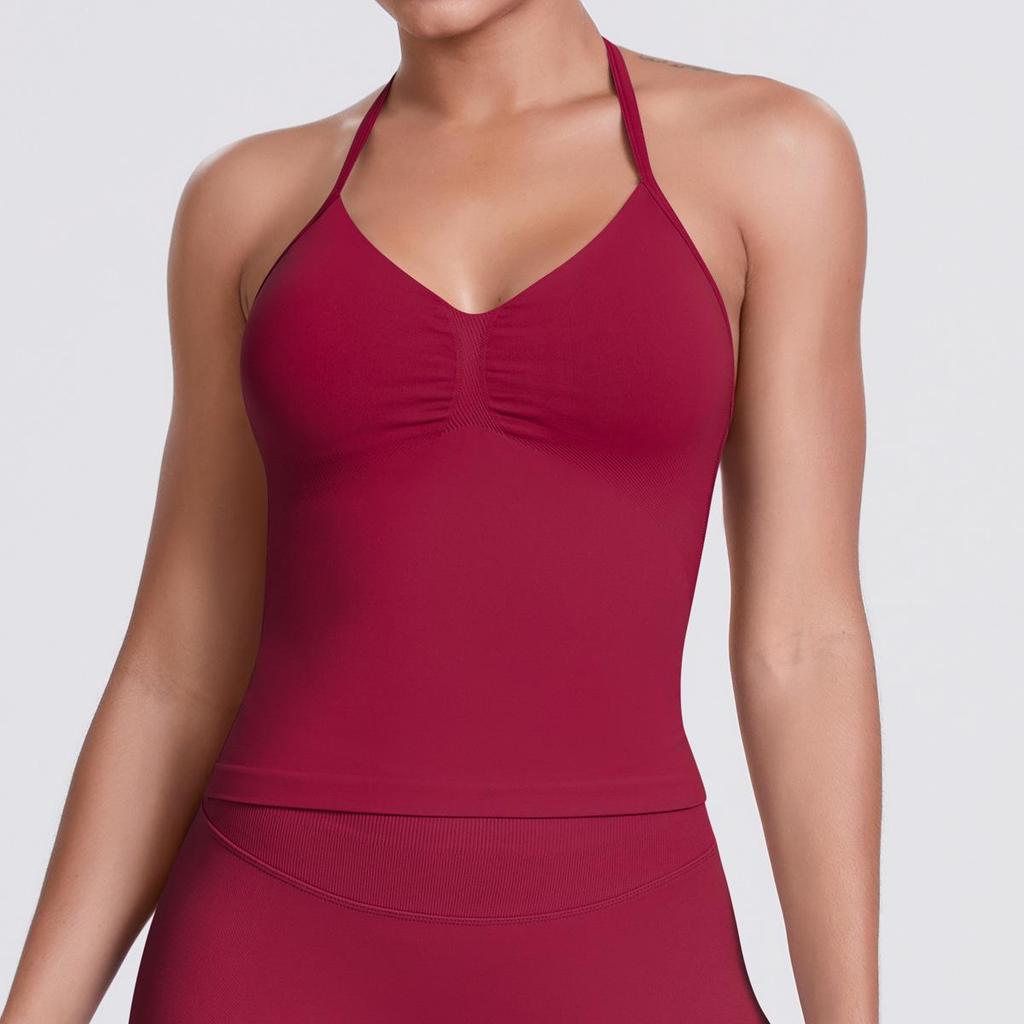 Seamless Solid Color Sexy Back Tank Top for Women - Yoga, Running, Fitness