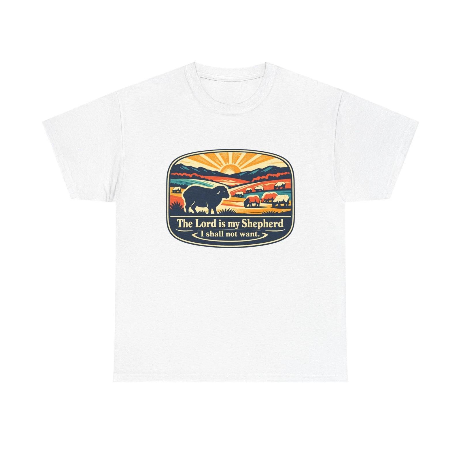 The Lord Is My Shepherd tee | Christian faith shirt, pastoral sunset design XL