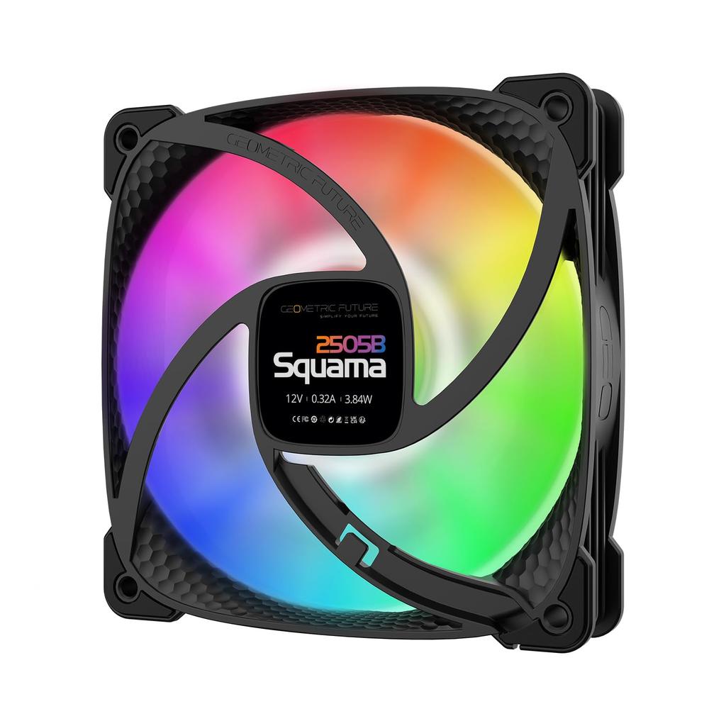 GEOMETRIC FUTURE 120mm ARGB Gehäuselüfter Squama 2505B Triple Pack Airflow 9 Lüfterblätter Offizieller japanischer Distributor 91.3CFM GF-SQ-2505B-3P