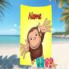 Customizable personalized beach towels Curious George themed designs.Suitable for the beach, yoga, sports;ideal as beach accessories
