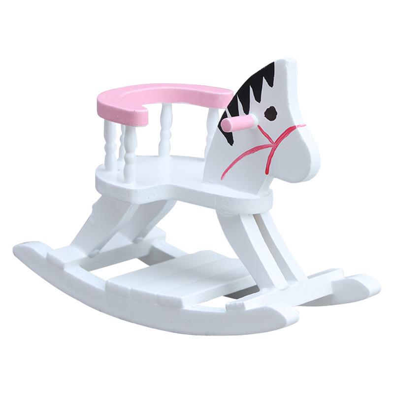 1:12 Dollhouse Miniature Wooden Horse Chair - Child Room Decor & Photo Prop