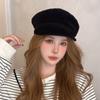 Flat Top Newsboy Hat Short Brim Artist Hat Versatile Suede Berets  Girls