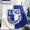 1. FC Magdeburg bedruckte Flanelldecke, weicher Überwurf für Schlafzimmer Sofa, waschbar, Fußballfanartikel, tolles Geschenk.