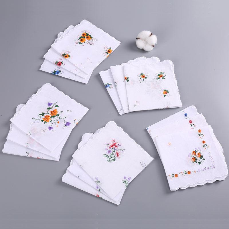 12 Packs Of Women's Pure Cotton Printed Handkerchiefs, Pure Cotton Handkerchiefs, Wedding Bride Souvenirs, Flap Pocket Pants Sca